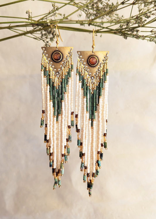 Lupe Sunstone Beaded Earrings