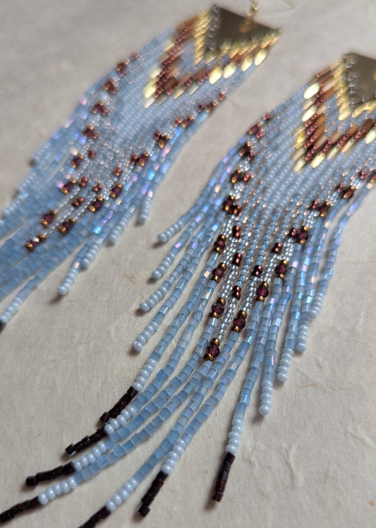 Tall Chief Sky Blue Beaded Earrings