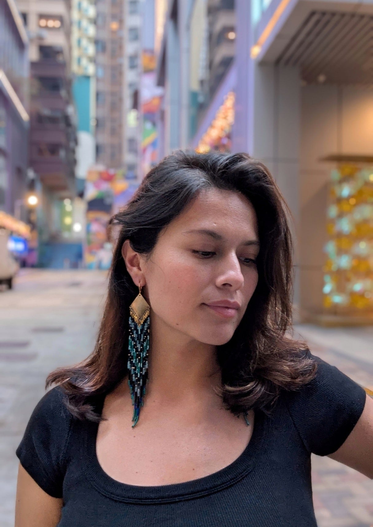 Black Beaded Earrings | Moon & Milk