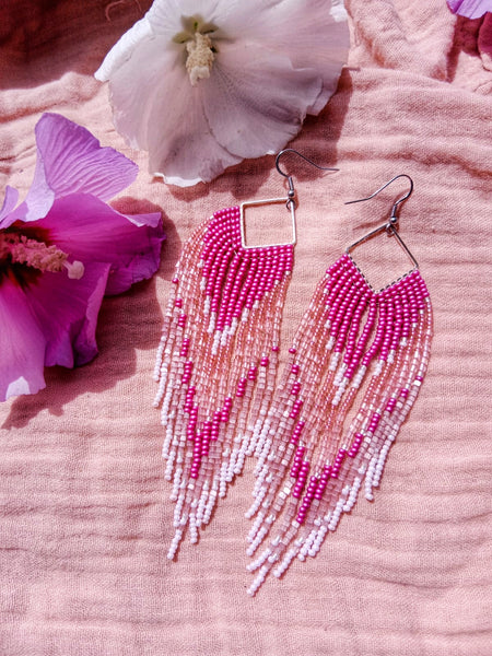 Barbie Inspired Pink Beaded Earrings II