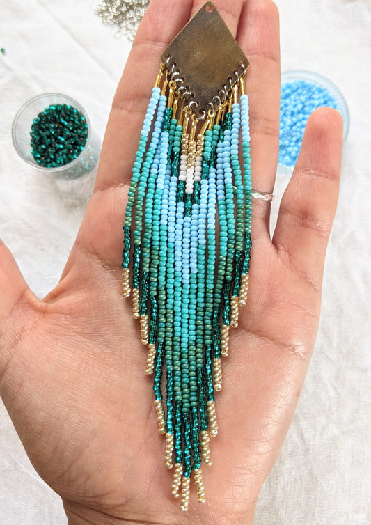 Boucles d'oreilles perlées turquoise dégradées d'automne
