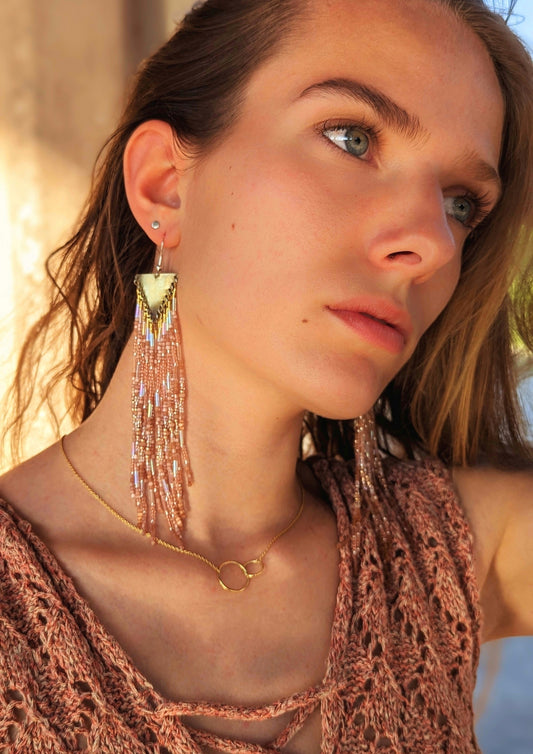 Boucles d'oreilles perlées rose arc-en-ciel Kate