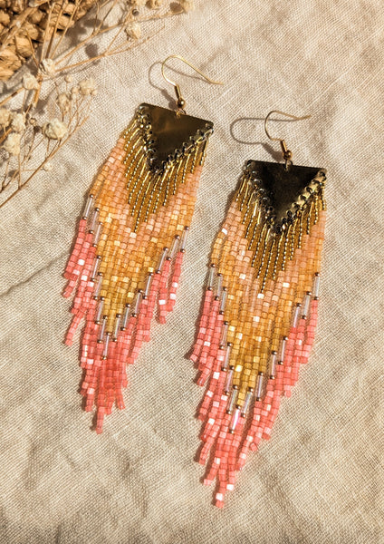 Greta Peach Pink  Beaded Earrings