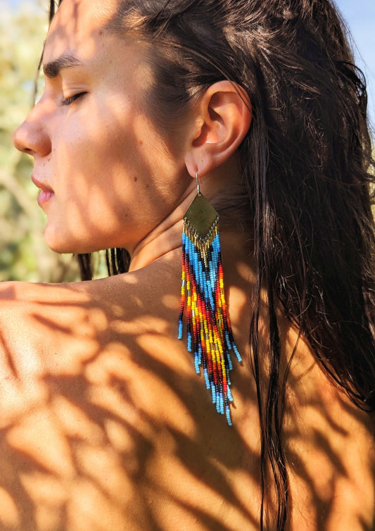Rihanna Sky on Fire Beaded Earrings