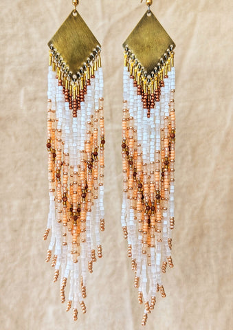 Amanda Peach Sandstone Beaded Earrings