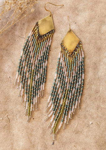Jane Green & Gold Beaded Earrings