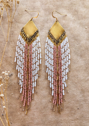 Toni Pink & Gold Beaded Earrings