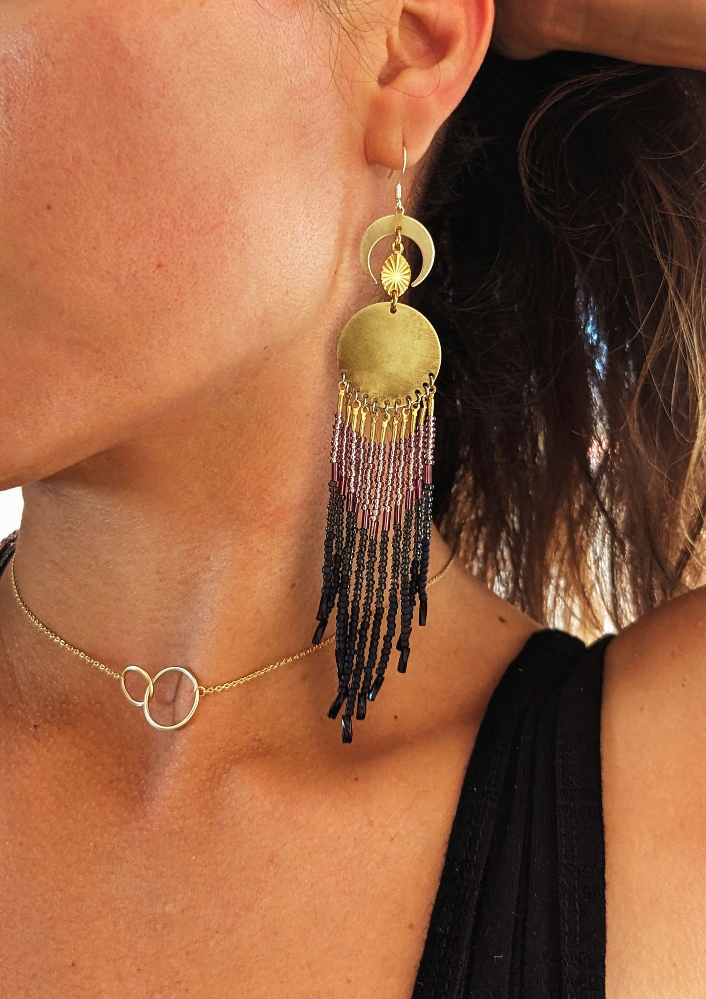 Luna en Tenochtitlan Beaded Earrings