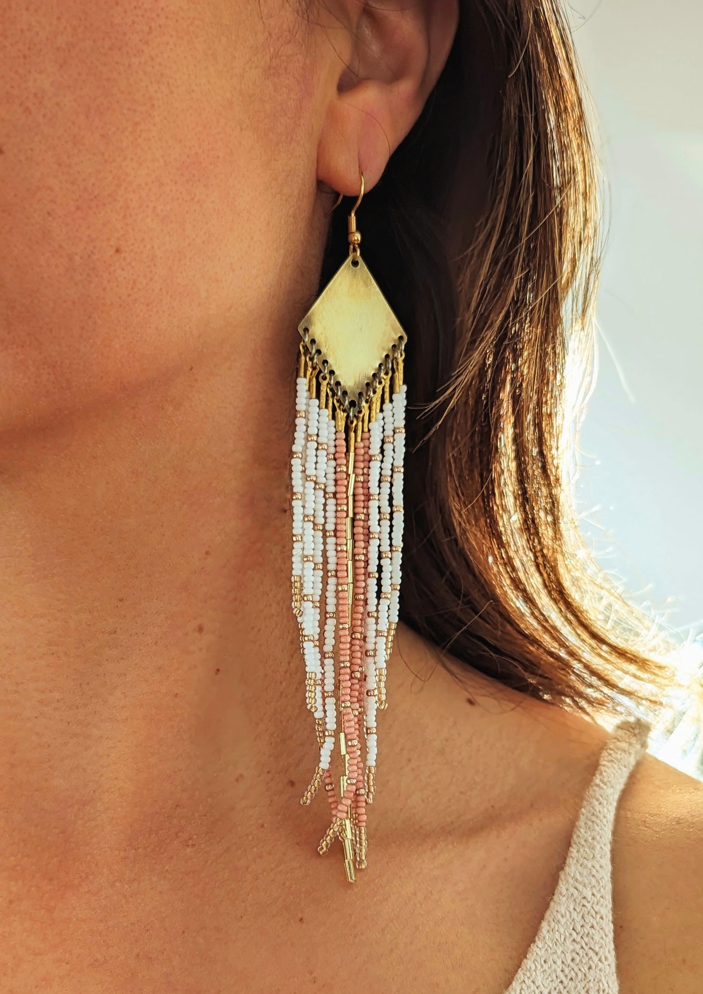 Toni Pink & Gold Beaded Earrings