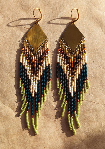 Hessonite Green Beaded Earrings