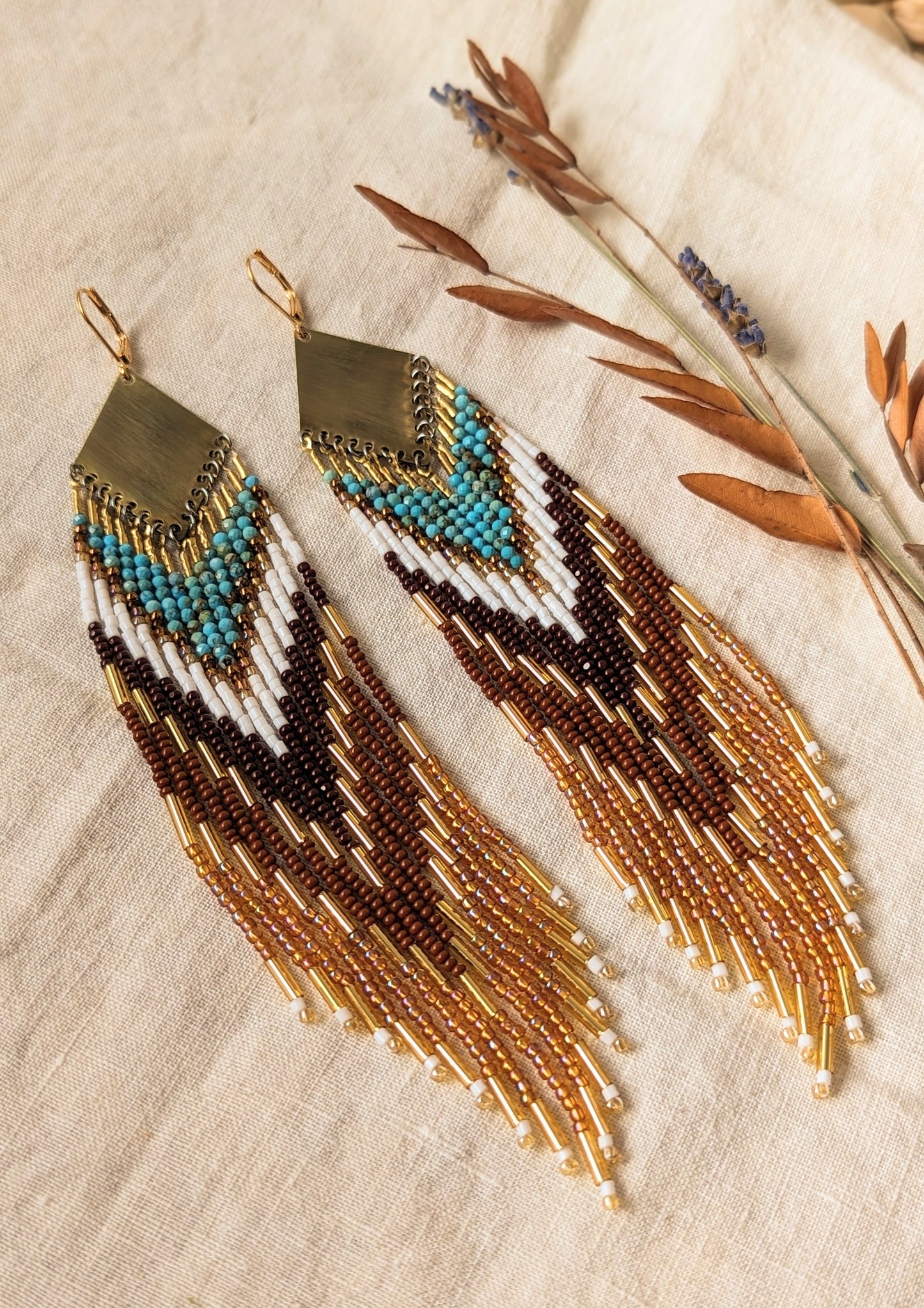 Desert Dreamcatcher Turquoise Beaded Earrings
