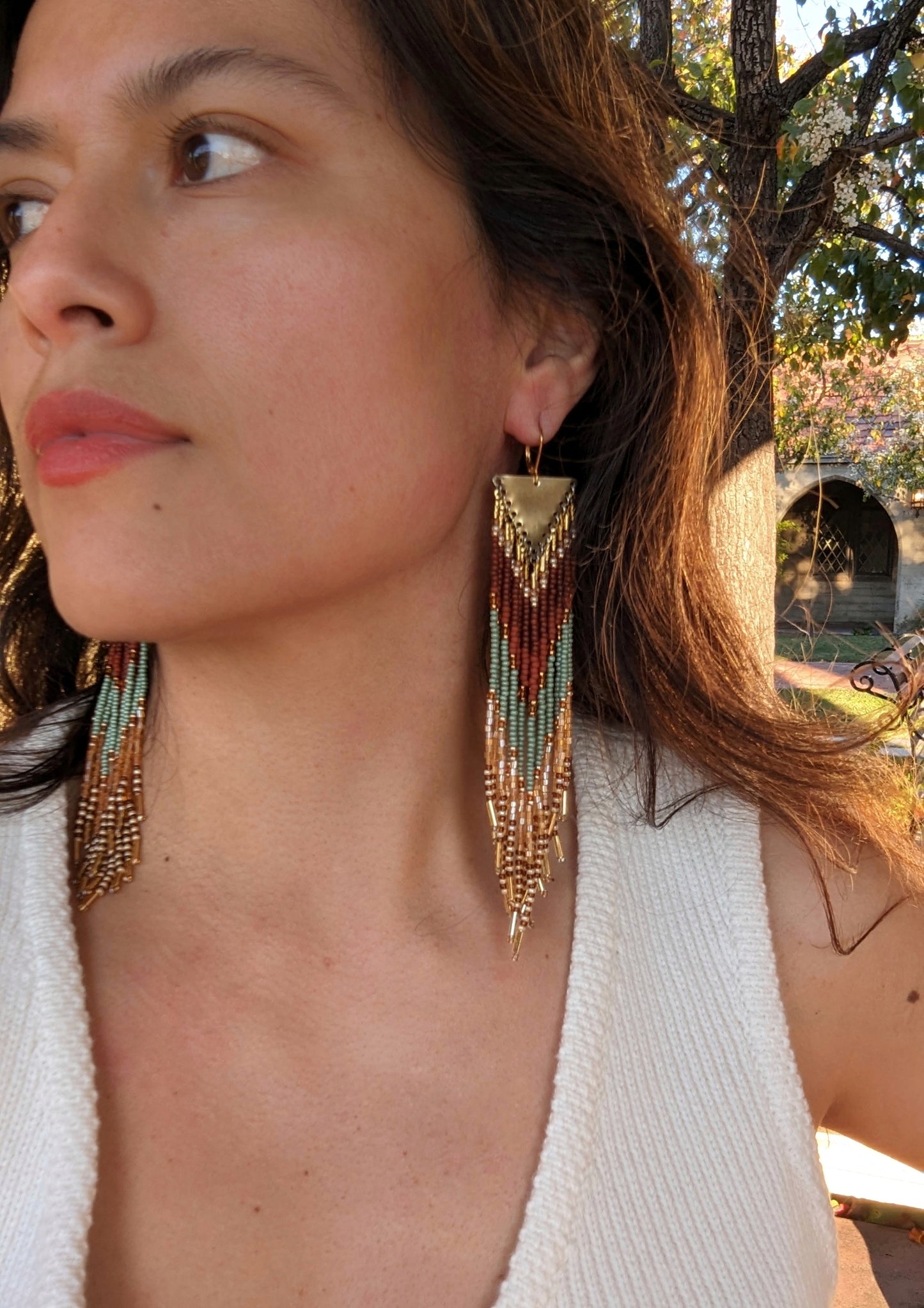 Sandra Hessonite Terracotta Beaded Earrings