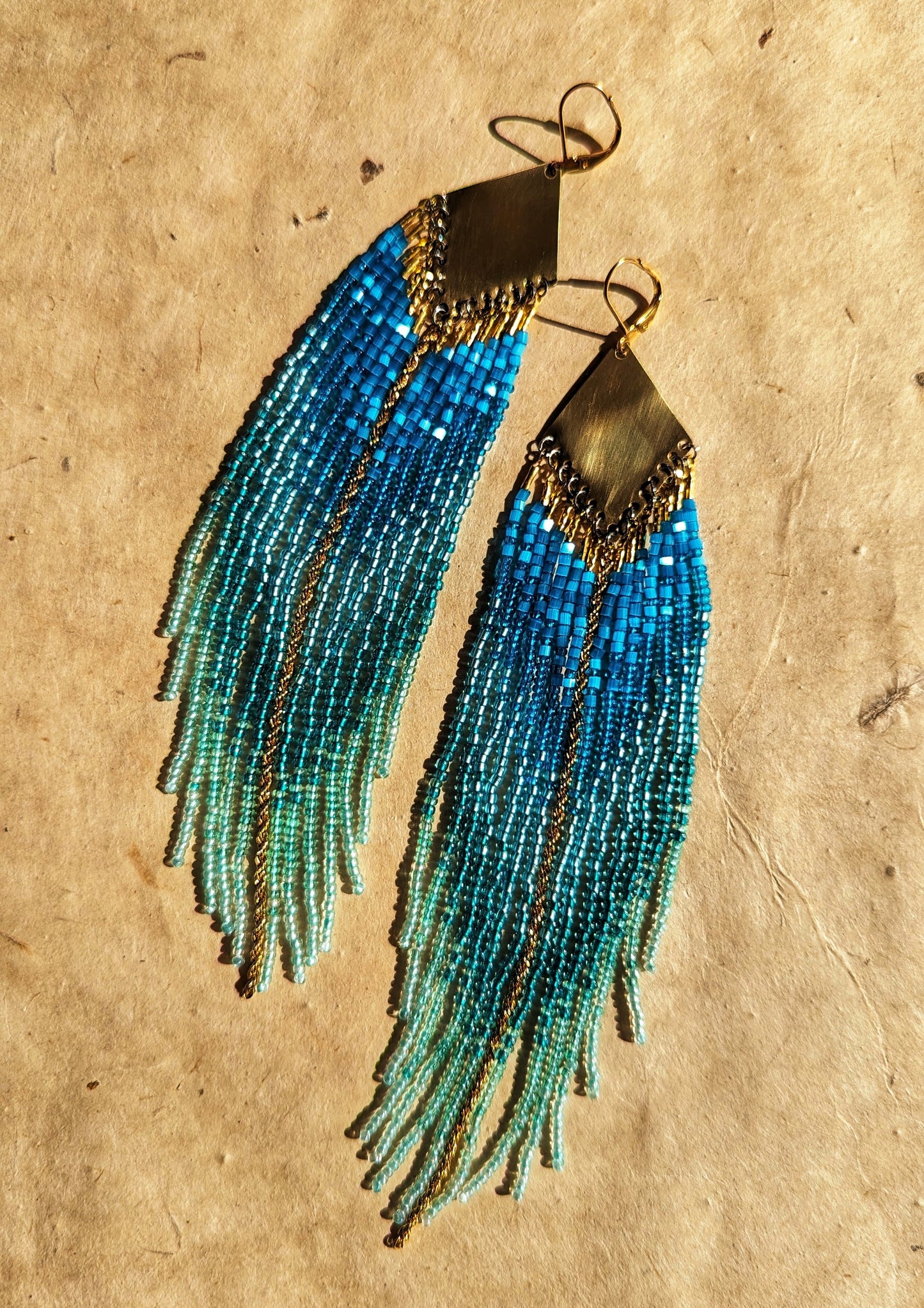 Thetis Iridescent Ocean Blue Beaded Earrings