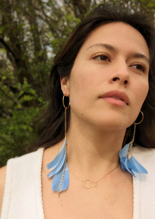 Gouyen Blue Feather Earrings