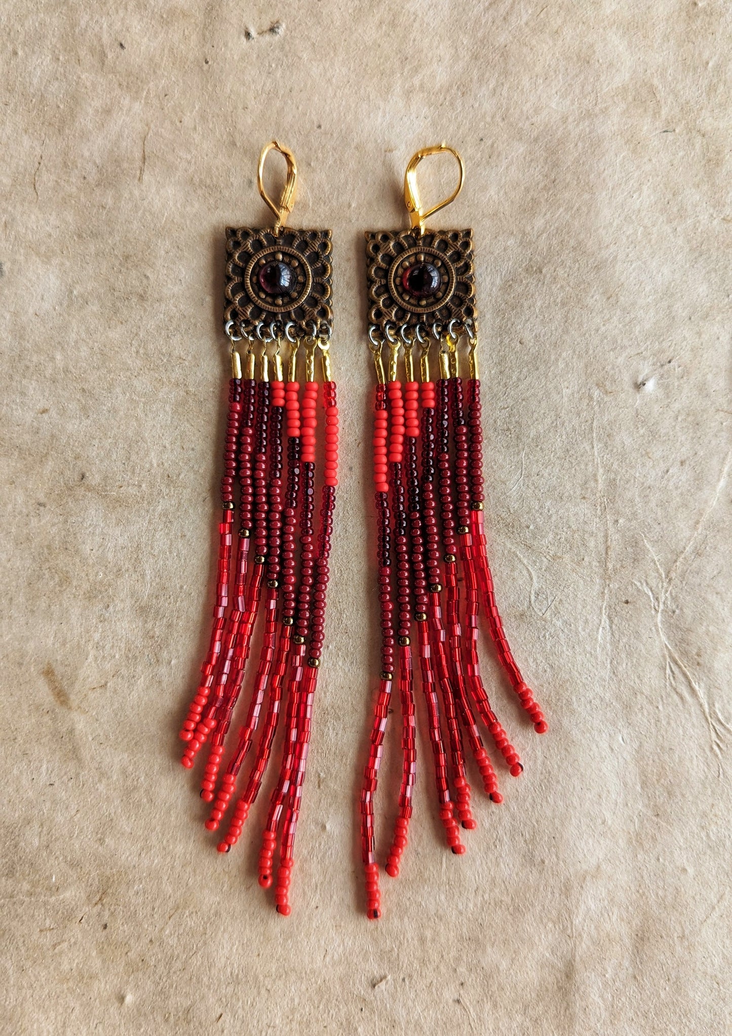 Jezebel Red Seed Bead Earrings