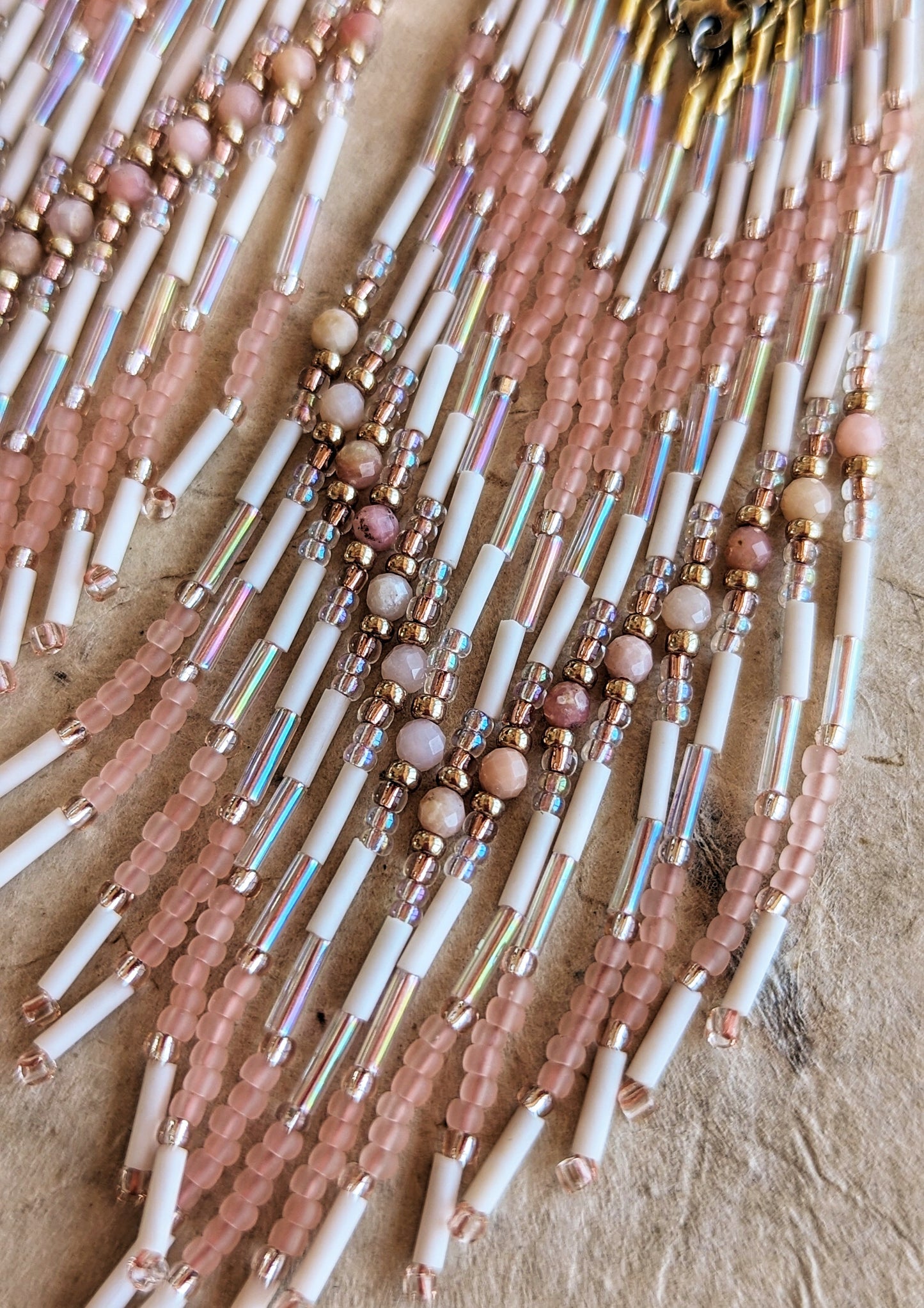 Assata Pink Opal Seed Bead Earrings