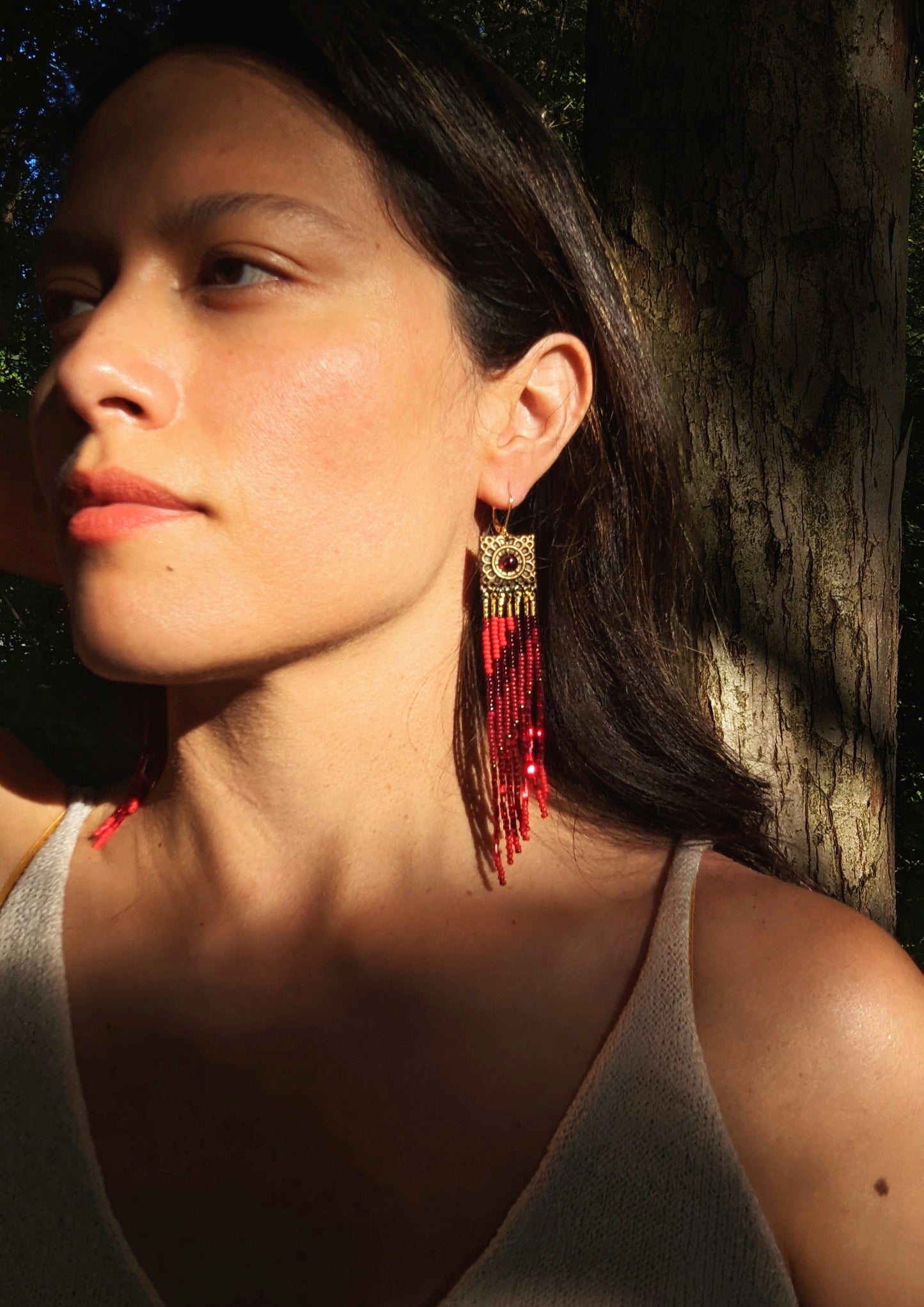 Jezebel Red Seed Bead Earrings