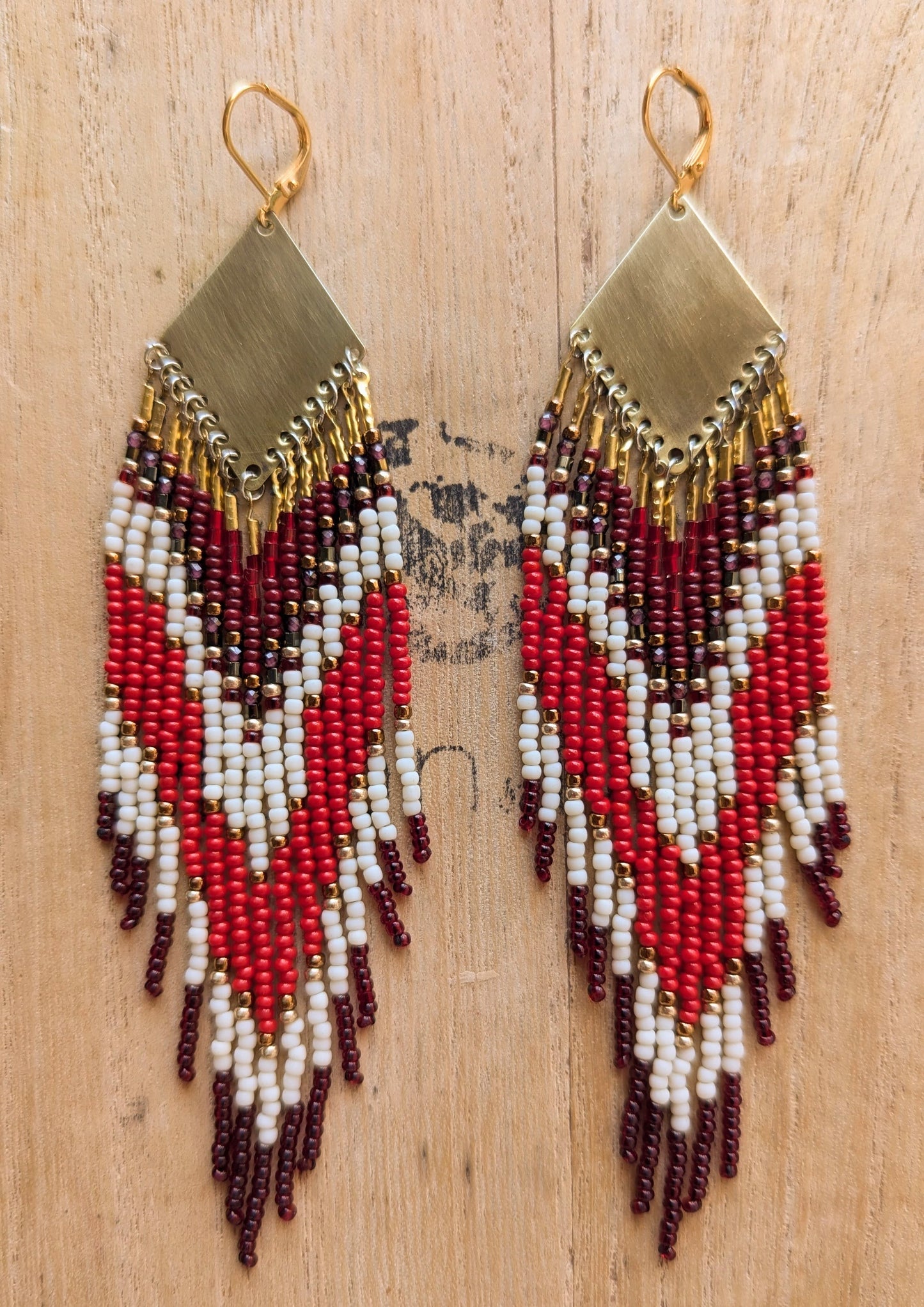 Batyr Red Garnet Beaded Earrings