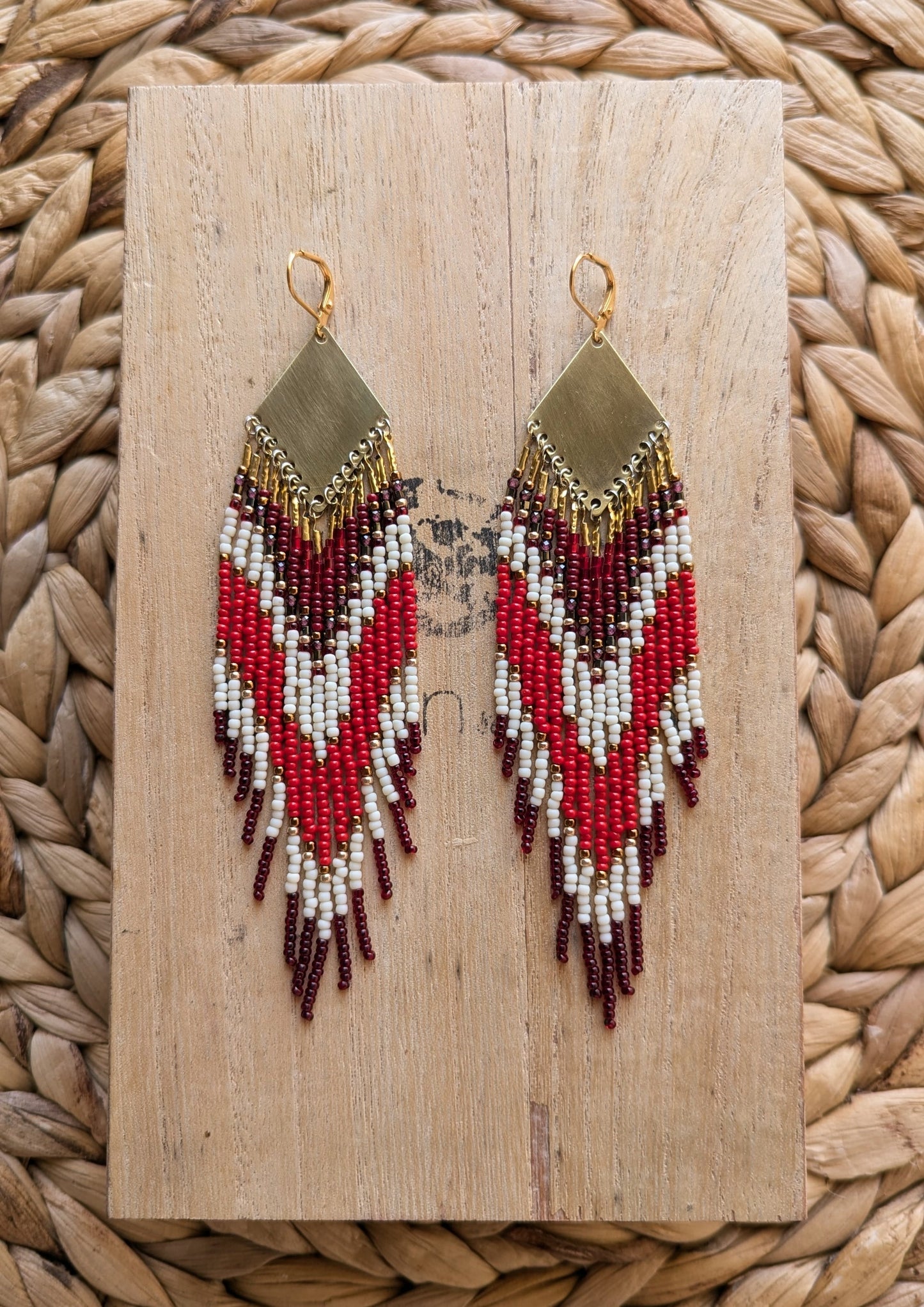 Batyr Red Garnet Beaded Earrings