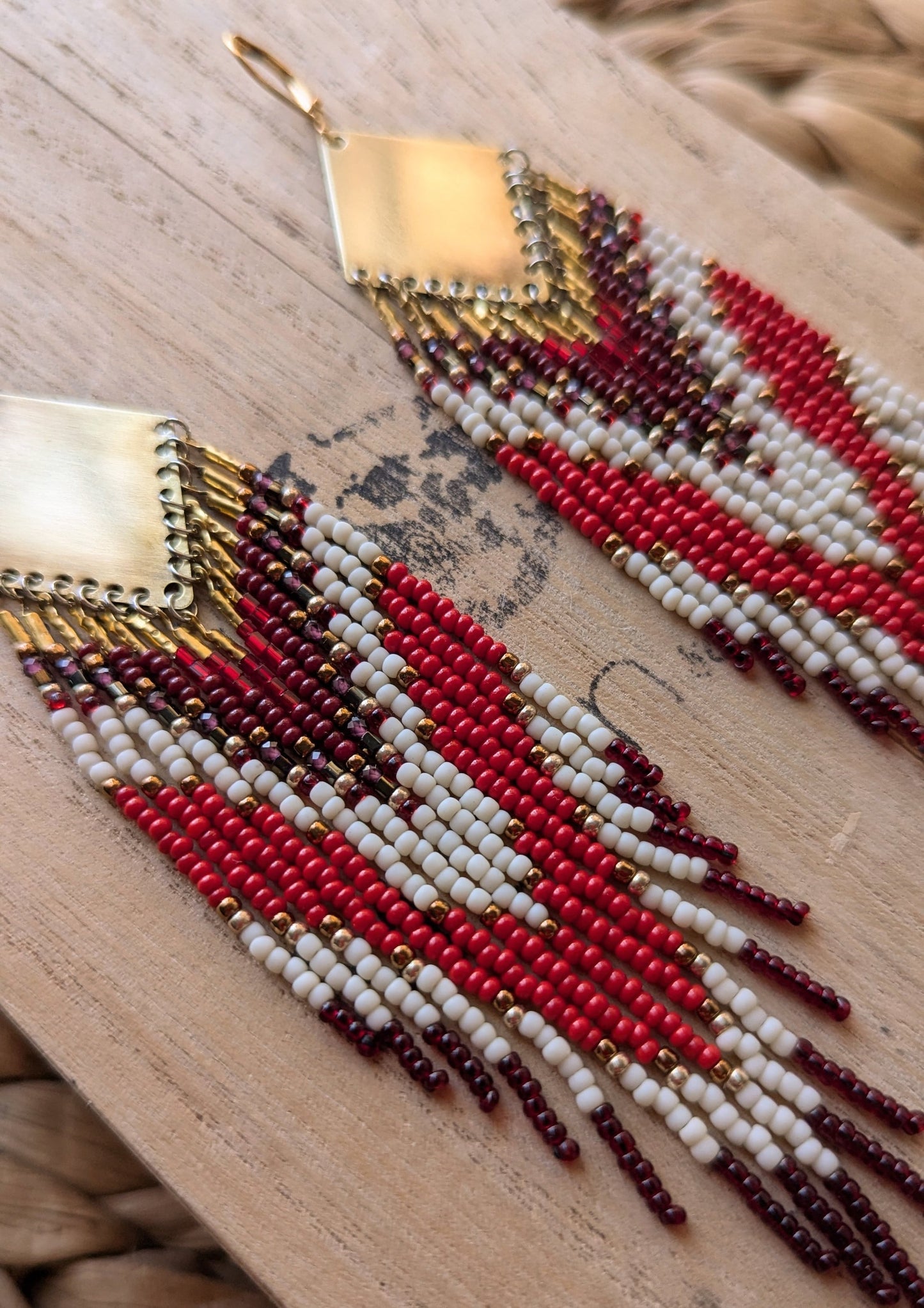 Batyr Red Garnet Beaded Earrings