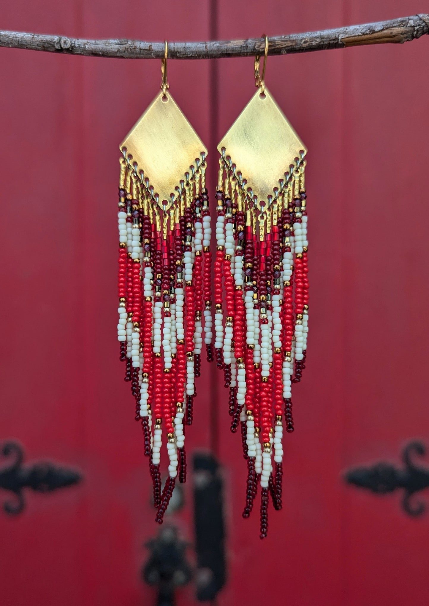 Batyr Red Garnet Beaded Earrings