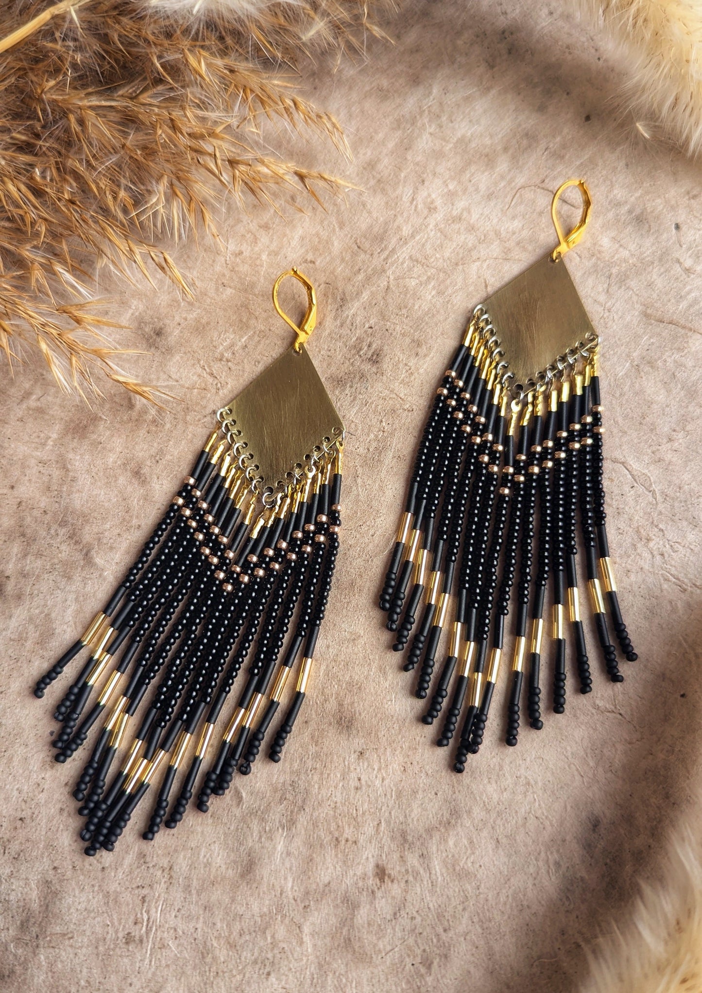 Margaret Black Seed Bead Earrings