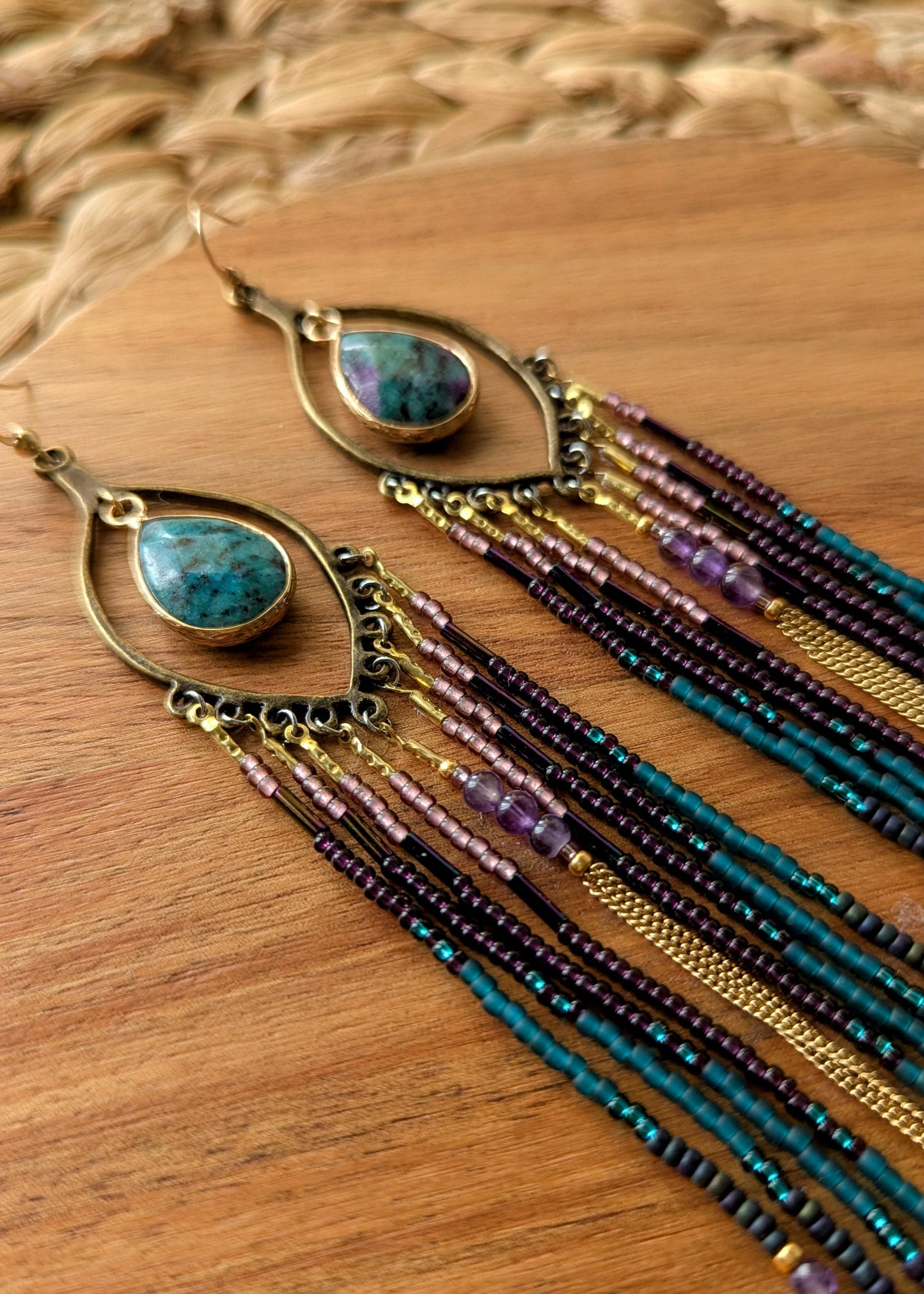 Josefa Amethyst Rain Beaded Earrings