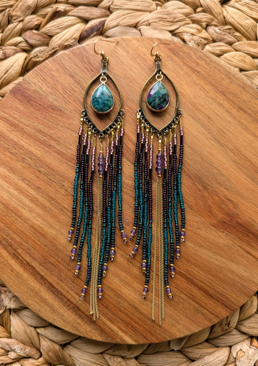 Josefa Amethyst Rain Beaded Earrings