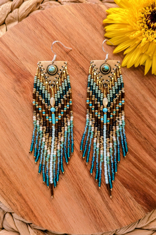 Graciela Desert River Teal Beaded Earrings