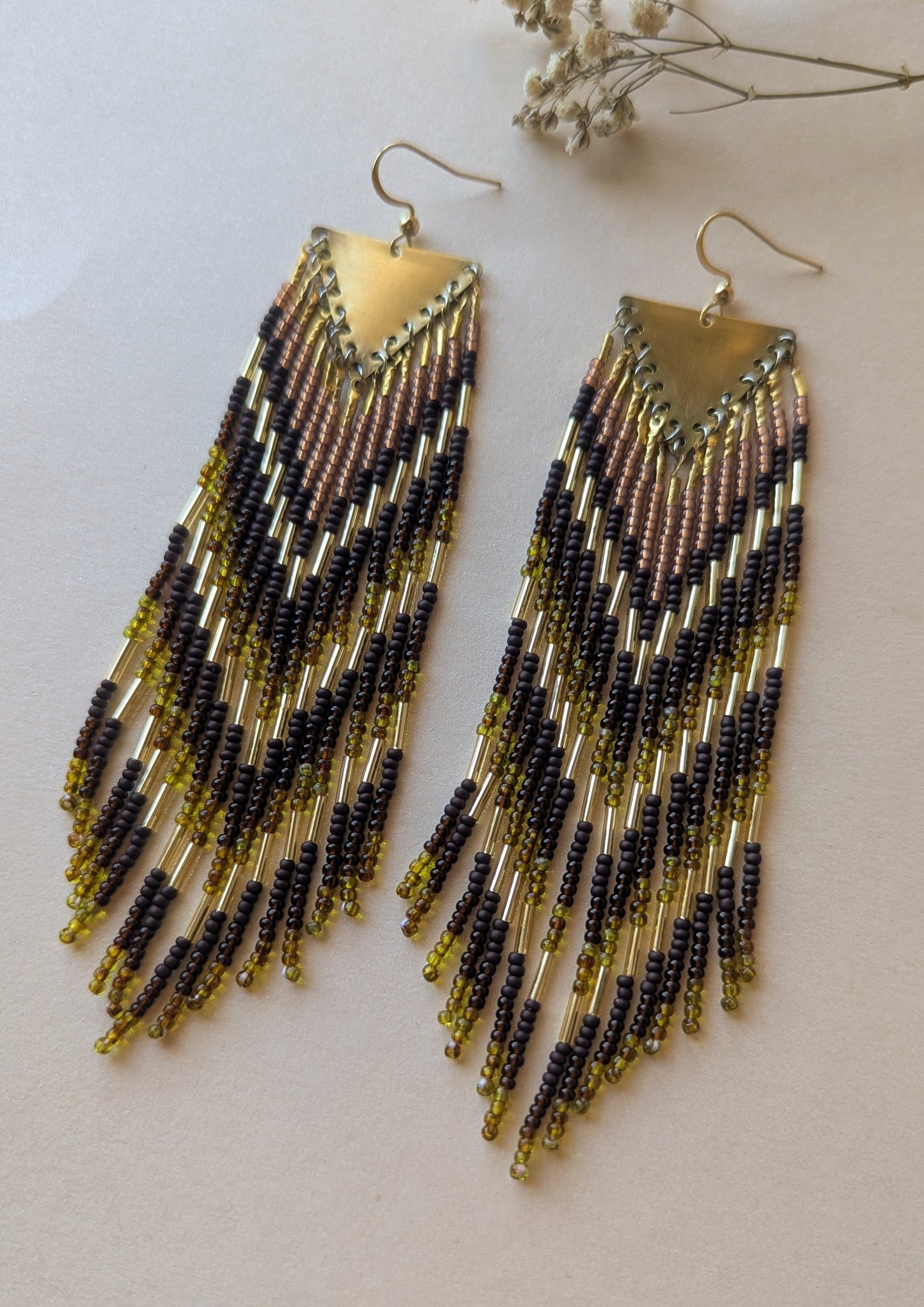 Angela Deep Brown Beaded Earrings