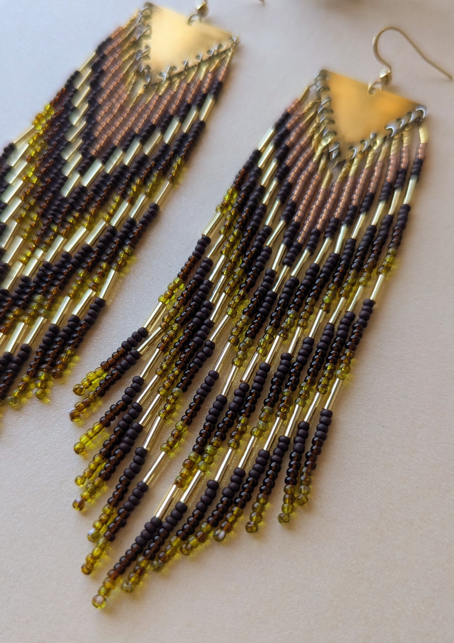 Angela Deep Brown Beaded Earrings