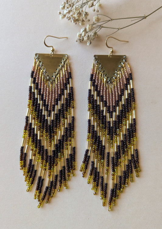 Angela Deep Brown Beaded Earrings
