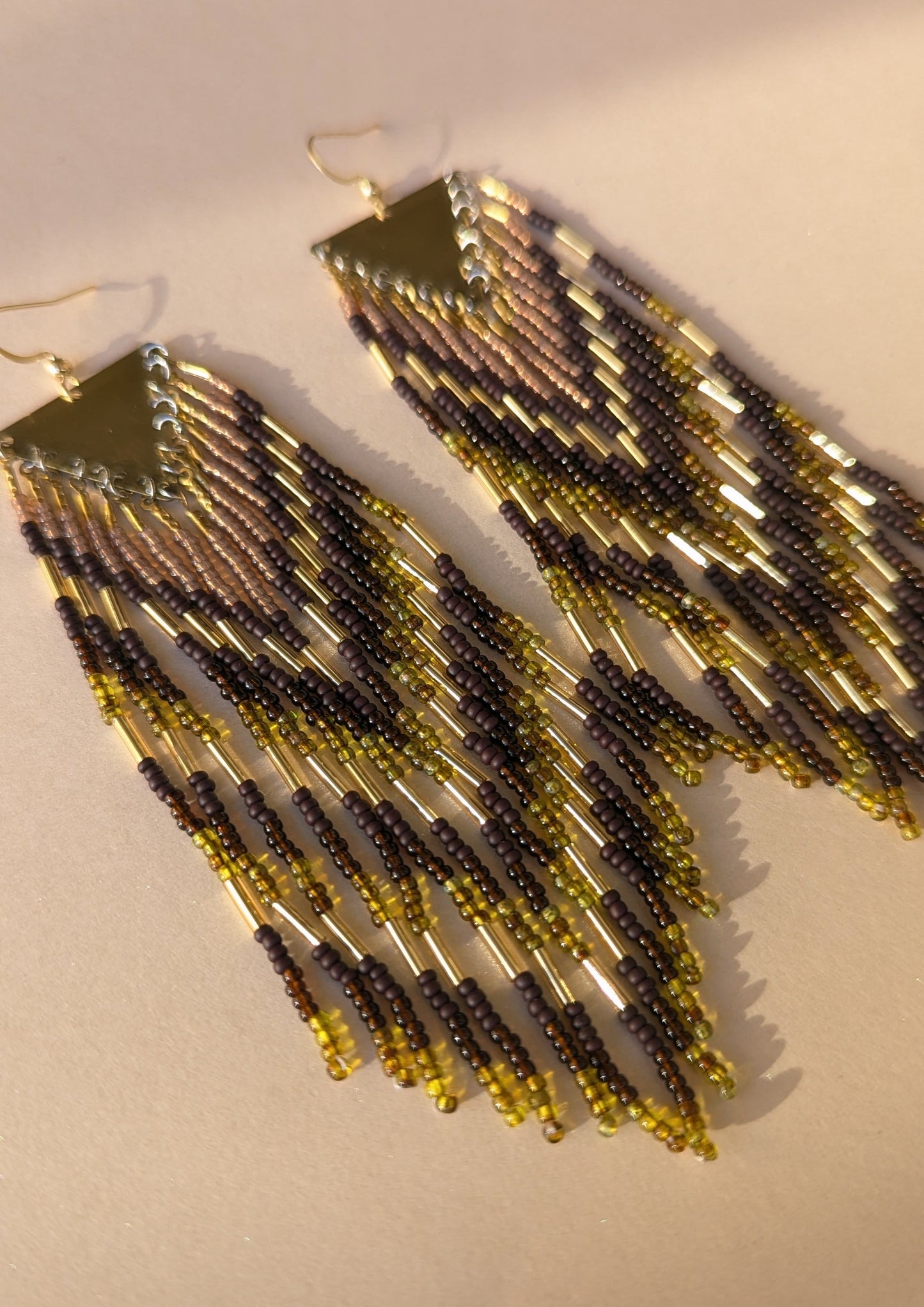 Angela Deep Brown Beaded Earrings