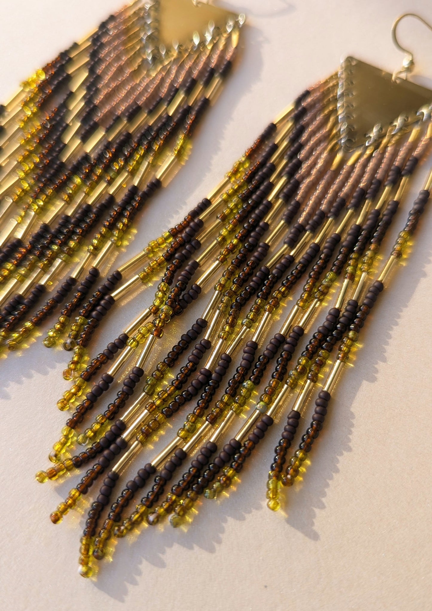 Angela Deep Brown Beaded Earrings