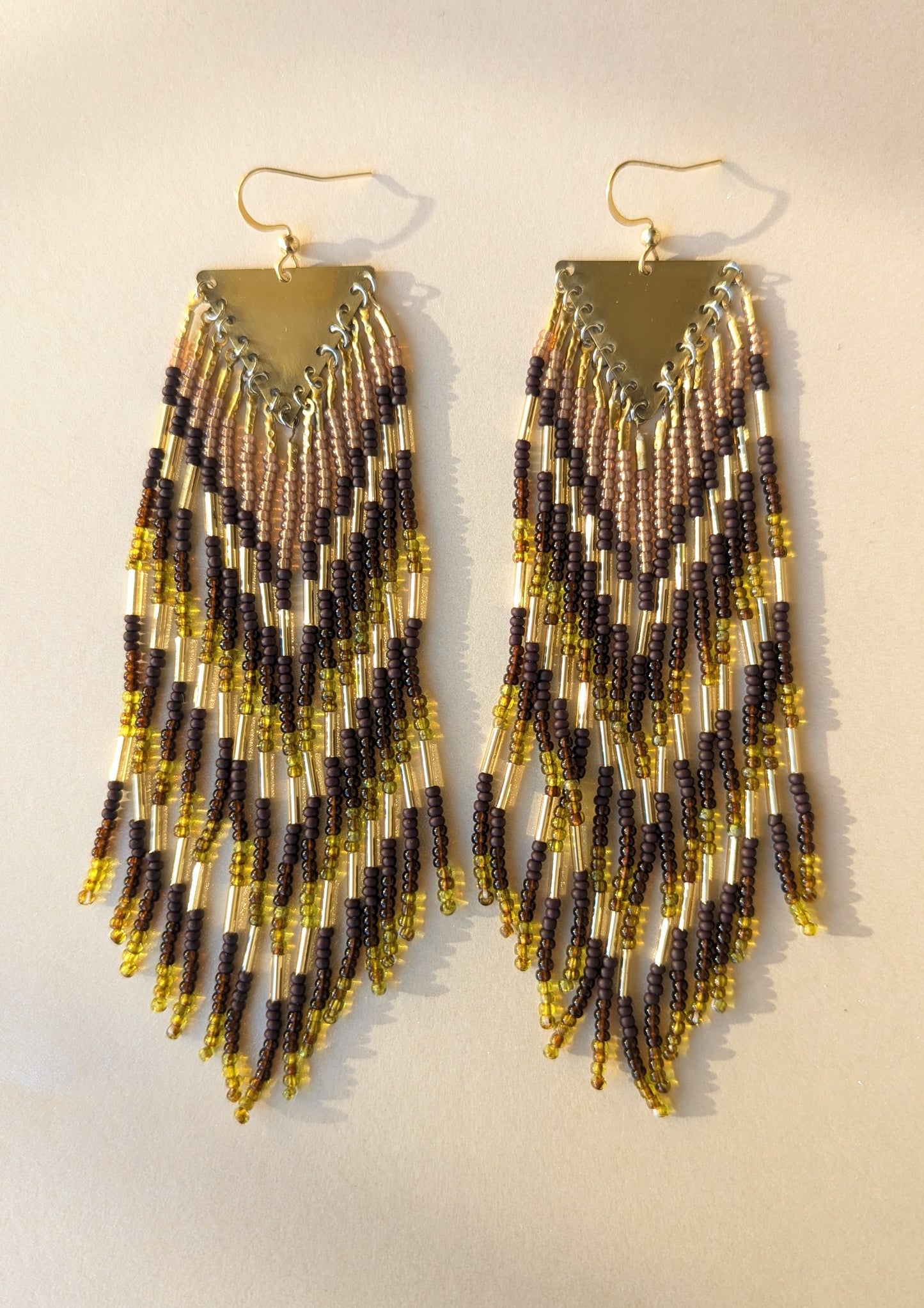 Angela Deep Brown Beaded Earrings