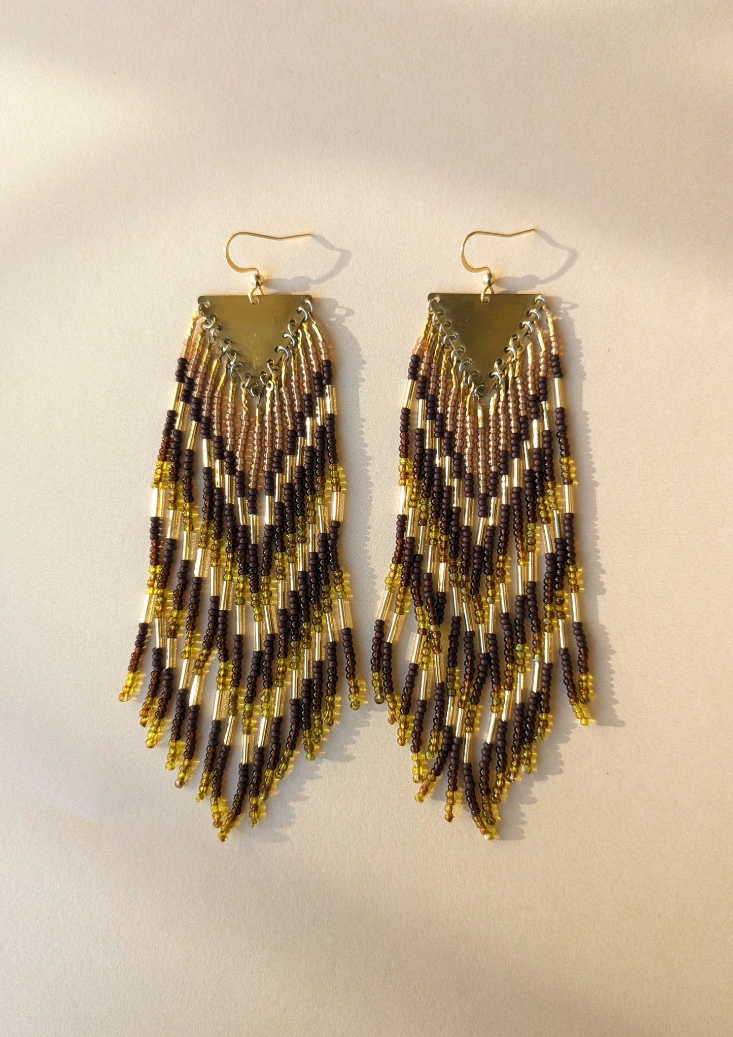 Angela Deep Brown Beaded Earrings
