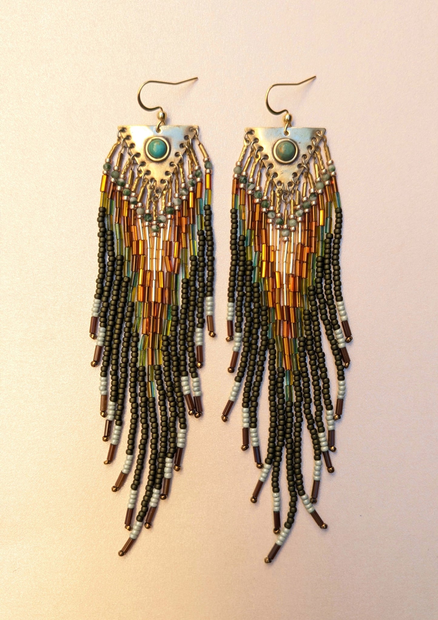 N'Diaye Olive Green Beaded Earrings