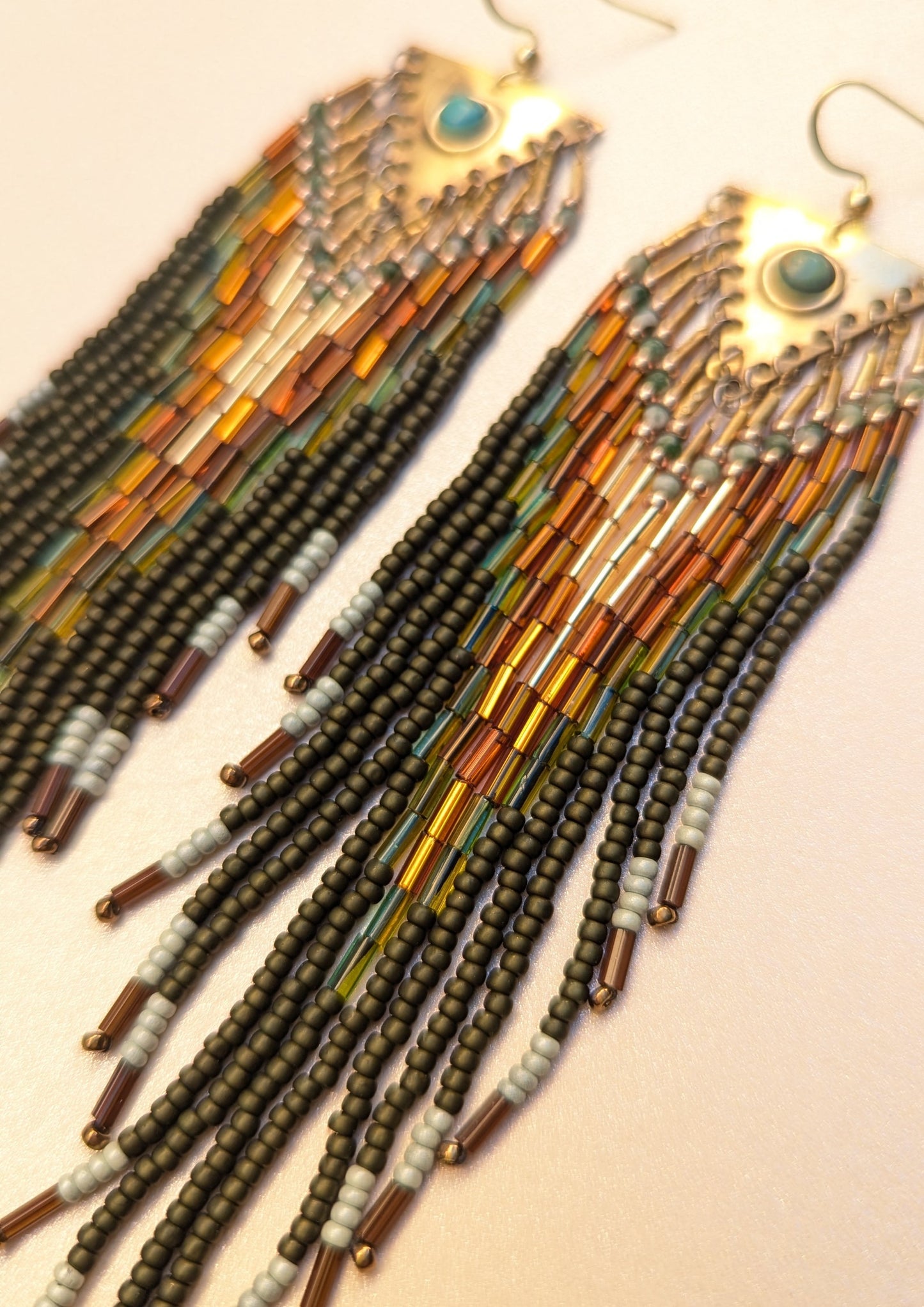 N'Diaye Olive Green Beaded Earrings