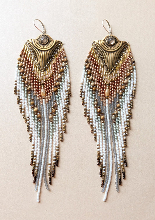 Mariann Jasper White Beaded Earrings