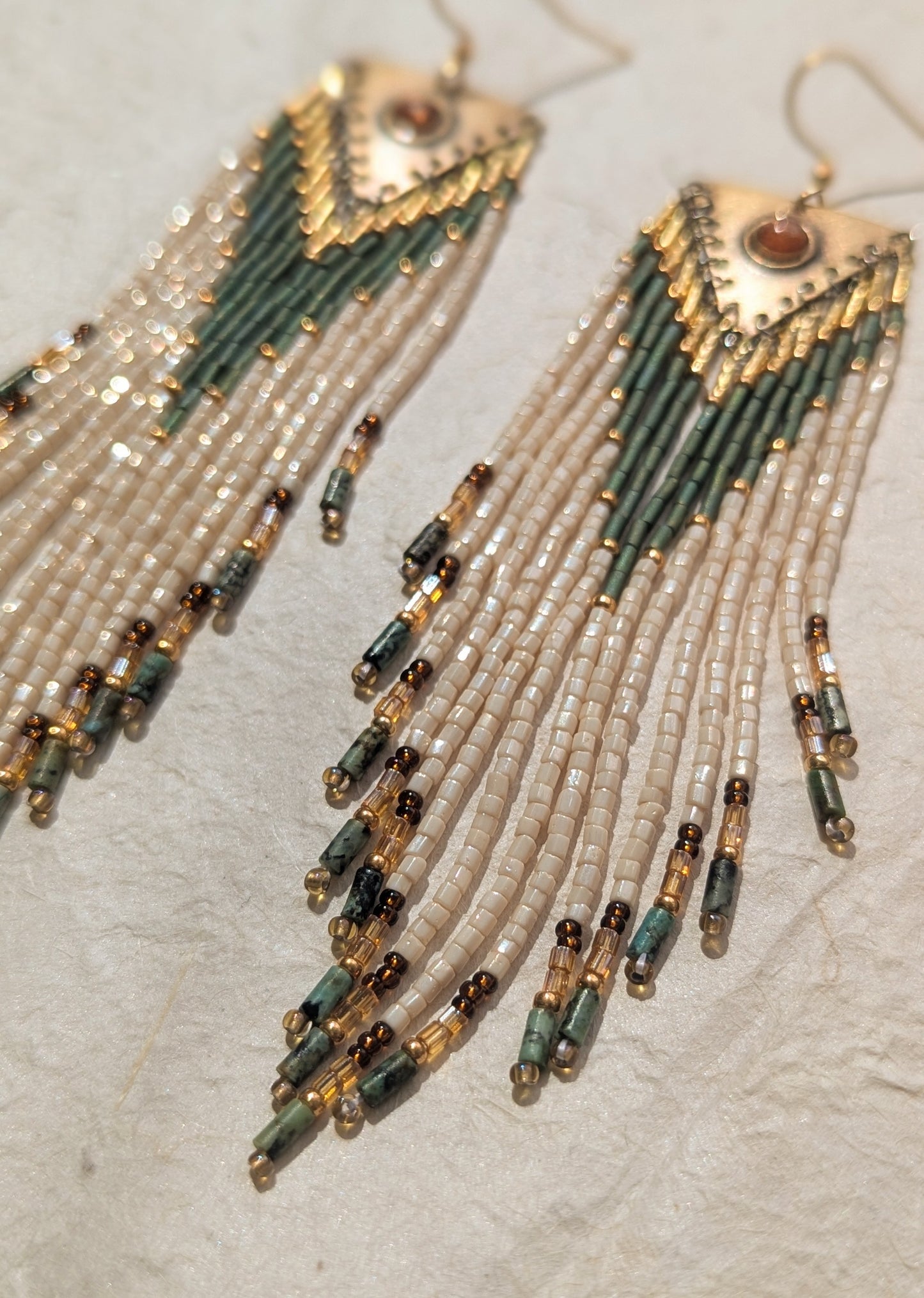 Lupe Sunstone Beaded Earrings
