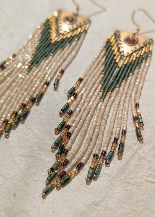 Lupe Sunstone Beaded Earrings