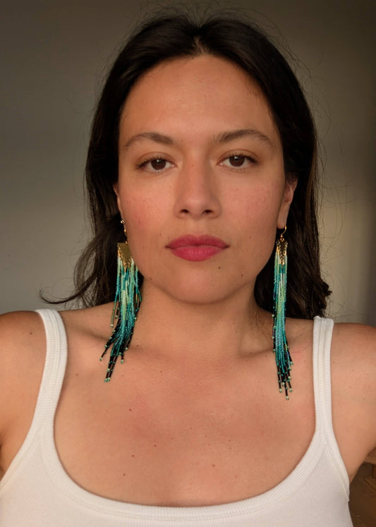 Ursula Mint Teal Beaded Earrings