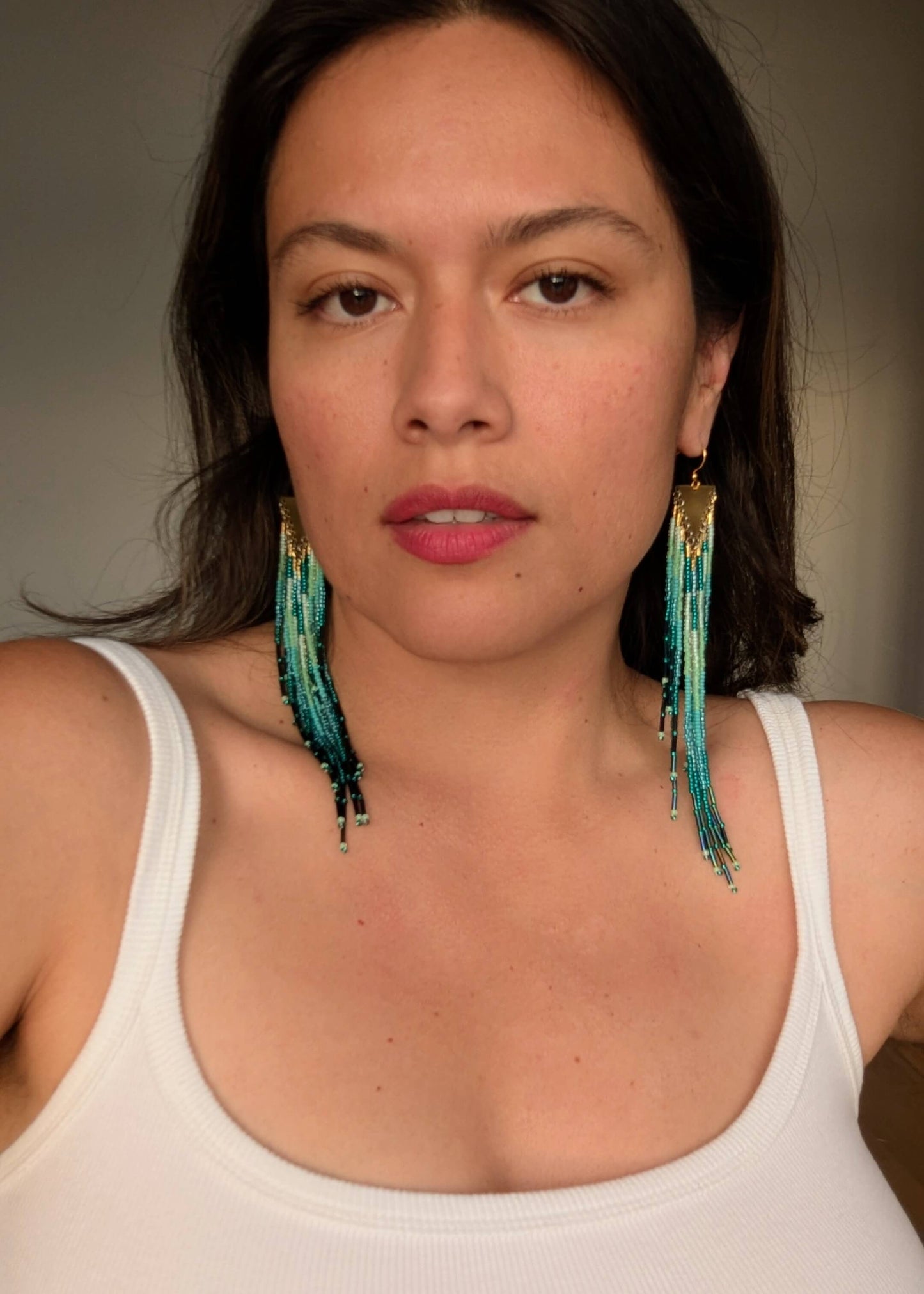 Ursula Mint Teal Beaded Earrings