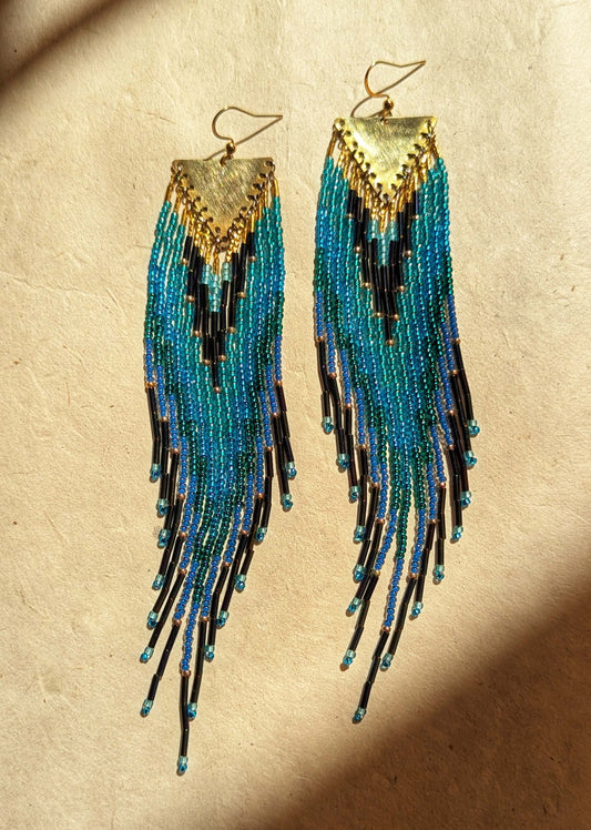 Butler Metallic Blue Beaded Earrings