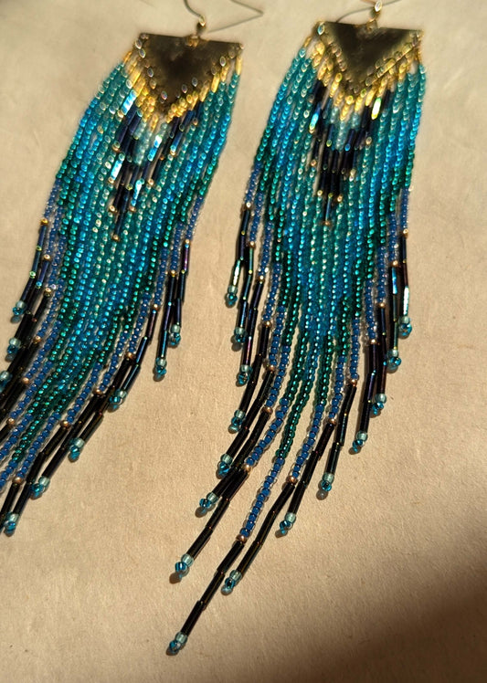 Butler Metallic Blue Beaded Earrings