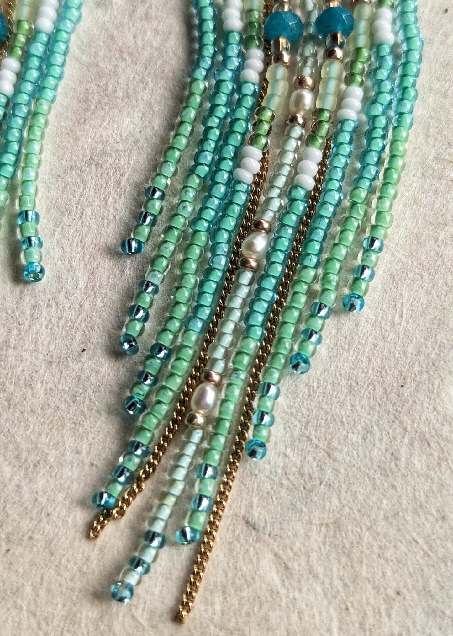 La Sirène Aqua Pearl Beaded Earrings
