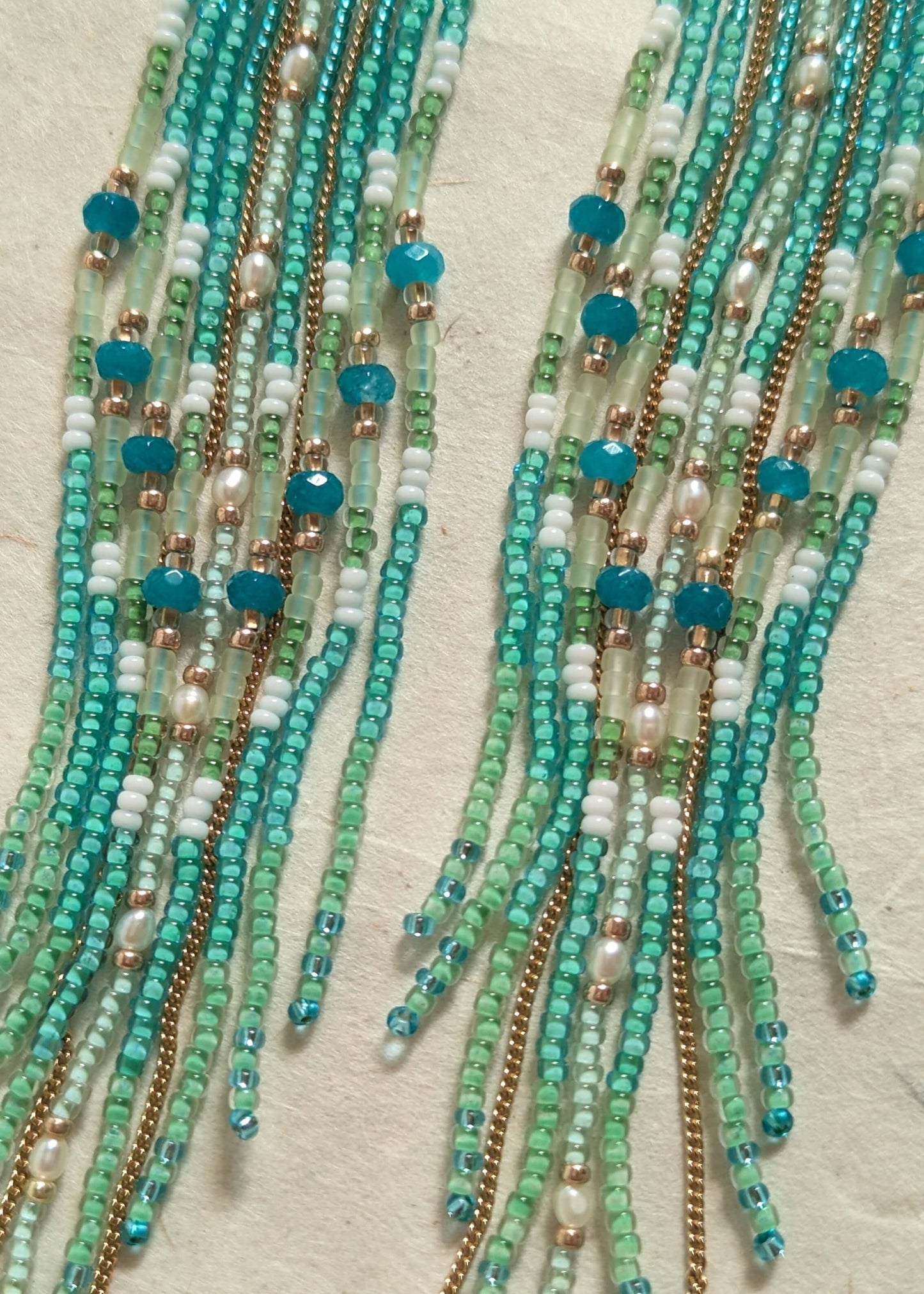 La Sirène Aqua Pearl Beaded Earrings
