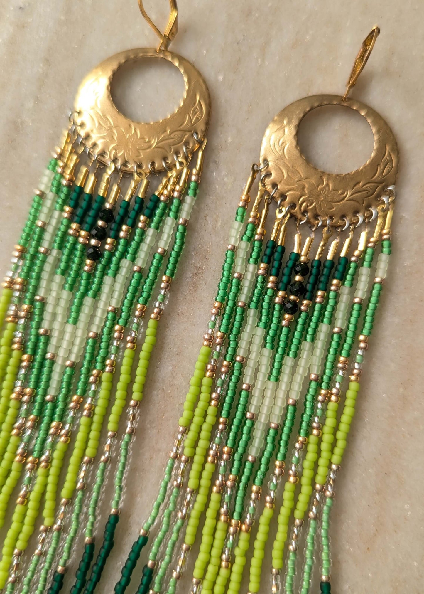 Artemis Green Apple Beaded Earrings
