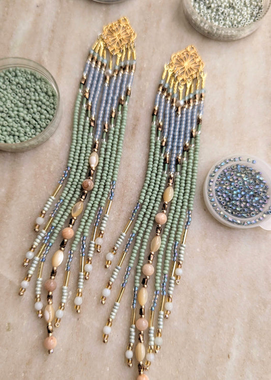 Circe Seafoam Beaded Earrings