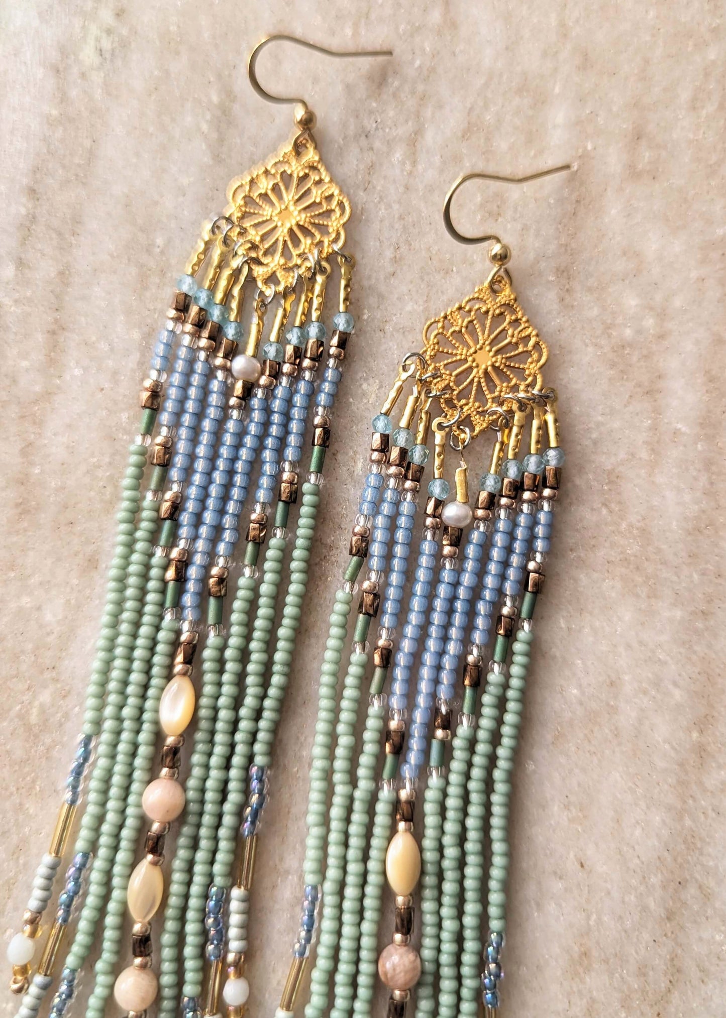 Circe Seafoam Beaded Earrings